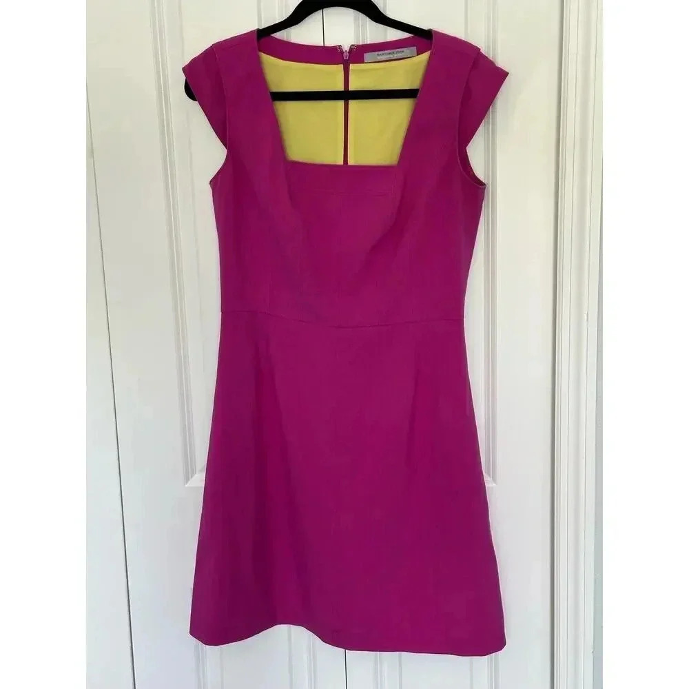 Marc New York Andrew Marc Pink Neon Yellow Flare Dress